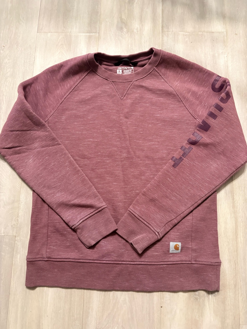 Carhartt Kids' Maroon Crewneck Sweatshirt with Sleeve Logo
